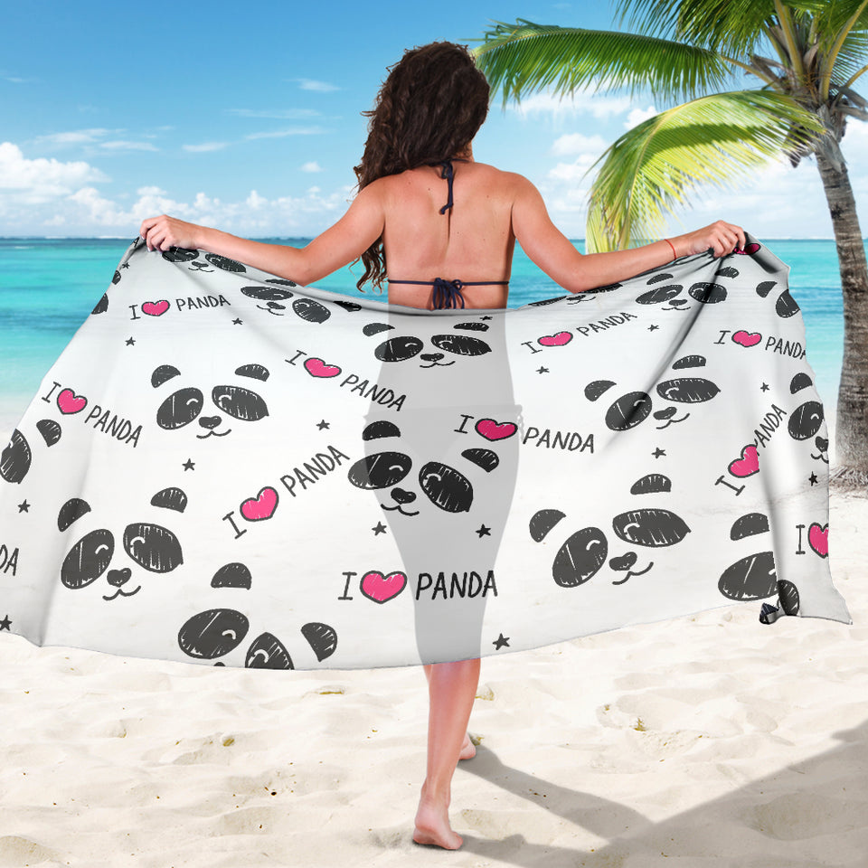 Hand Drawn Faces Of Pandas Pattern Sarong