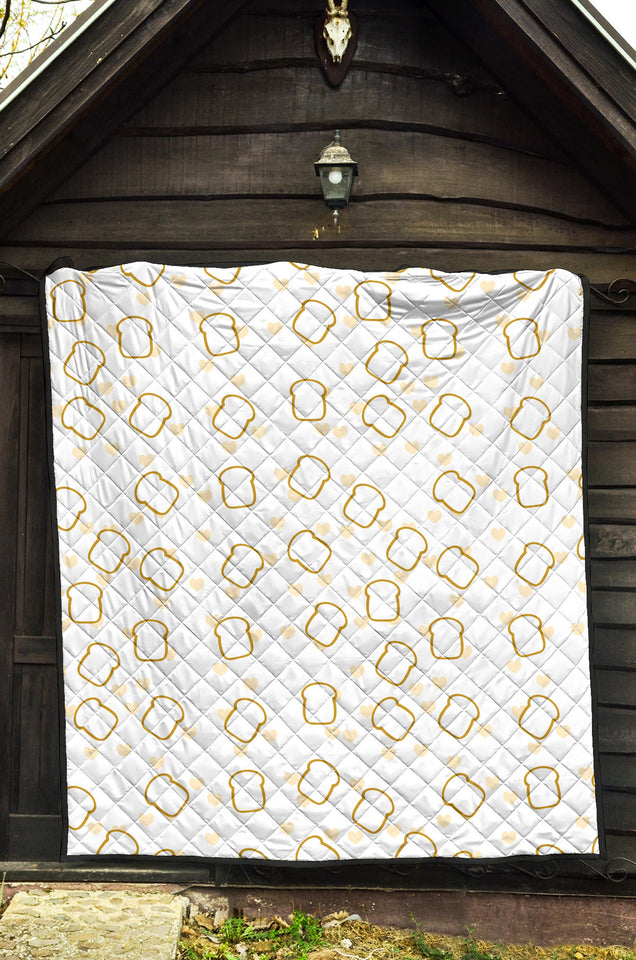 Bread Toast Pattern Print Design 01 Premium Quilt