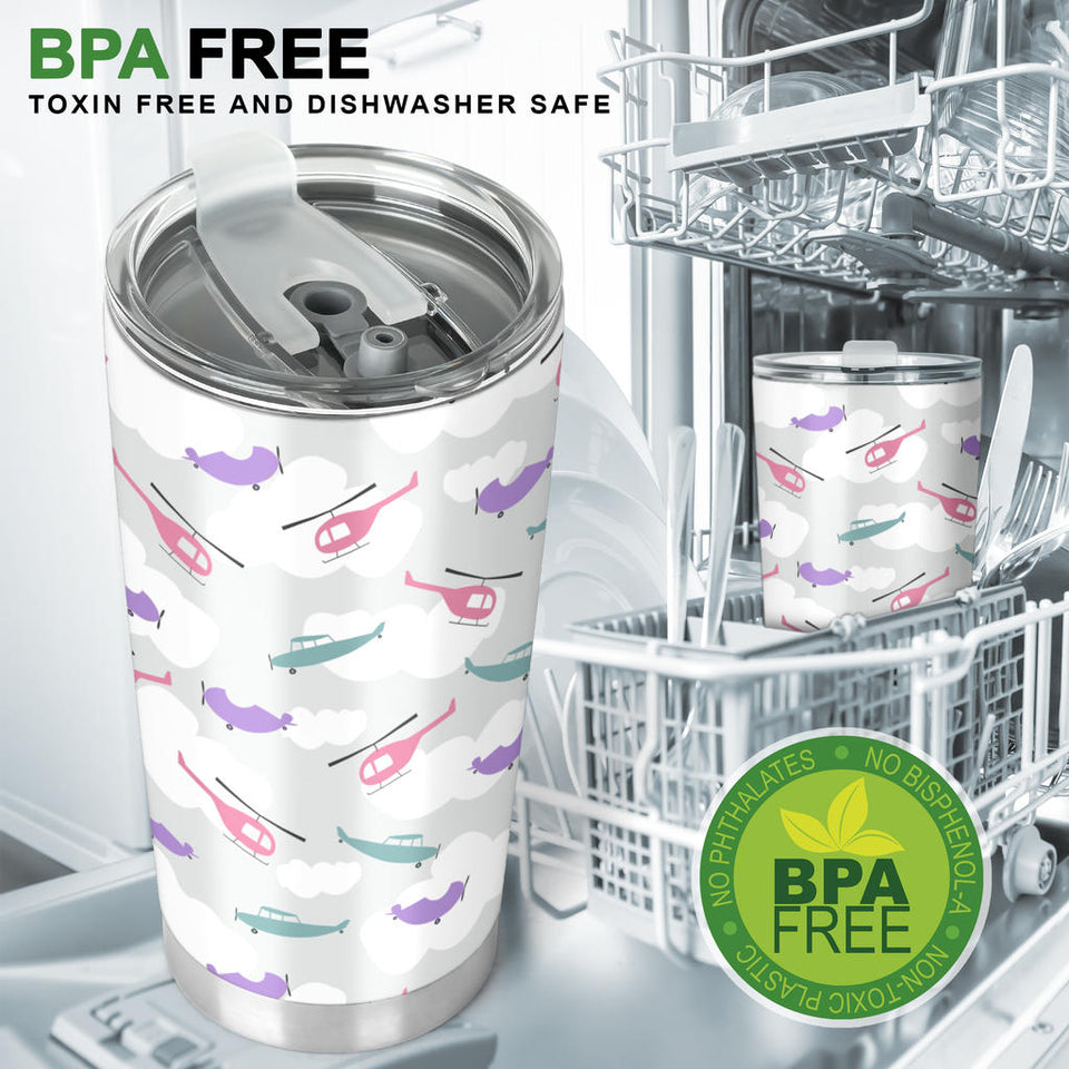 Helicopter Plane Pattern Tumbler