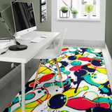 Watercolor Bowling Ball Pins Area Rug