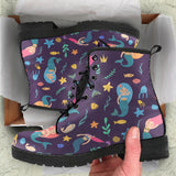 Beautiful Mermaid Fish Jellyfish Algae Other Marine World Leather Boots