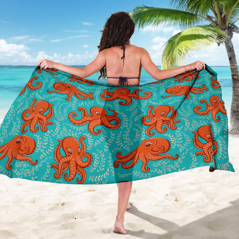 Octopus Turquoise Background Sarong
