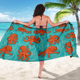 Octopus Turquoise Background Sarong