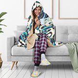 Japanese Wave Pattern Hooded Blanket