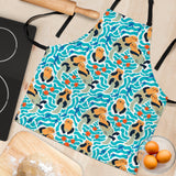 Cute Sea Otters Fishe Sea Urchin Pattern Adjustable Apron