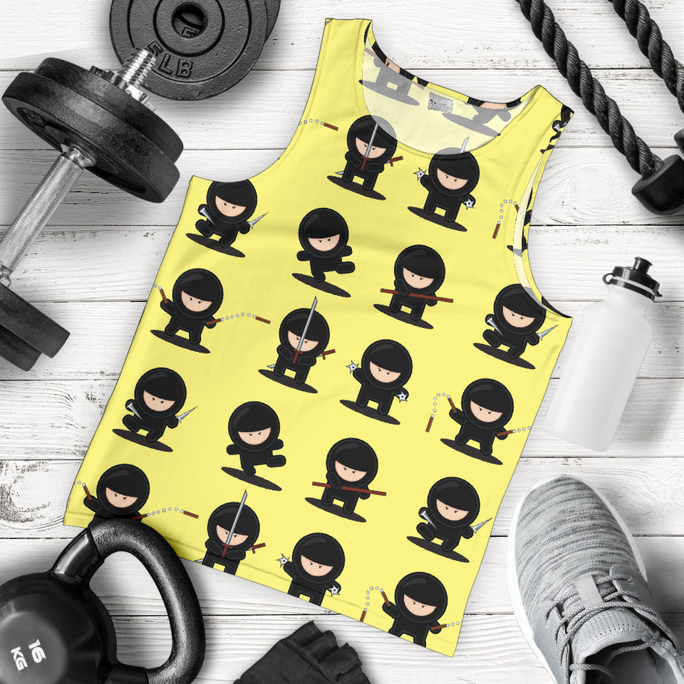 Cute ninja yellow background Men Tank Top