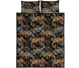 Chameleon lizard tropical leaves palm tree Quilt Bed Set