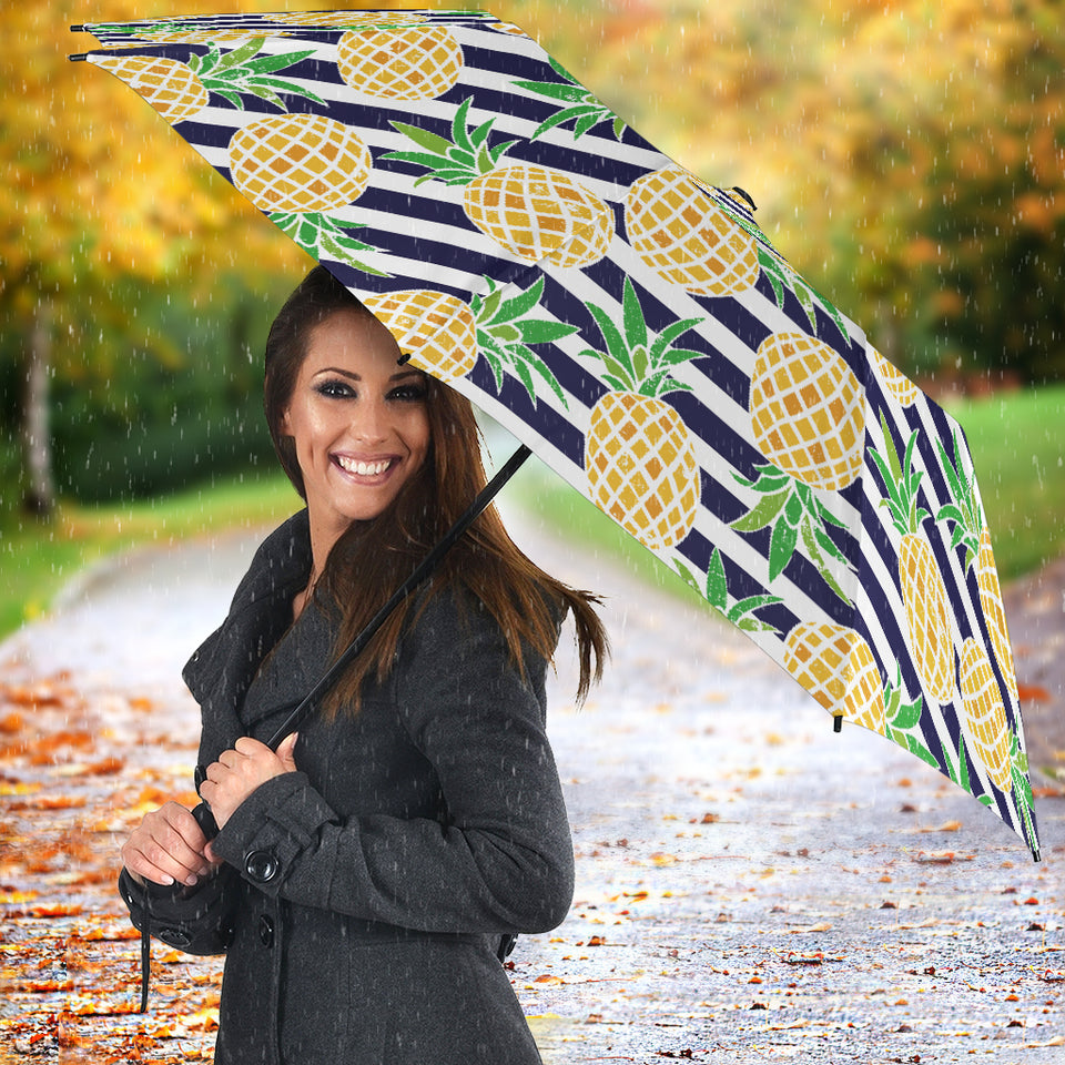 Pineapples Pattern Striped Background Umbrella