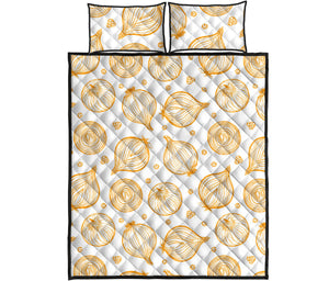 hand drawn onion pattern Quilt Bed Set