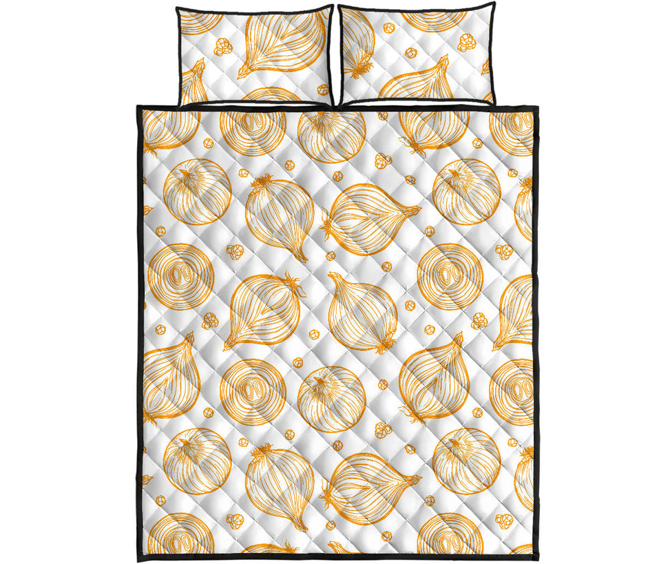hand drawn onion pattern Quilt Bed Set