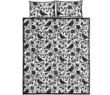 Crow dark floral pattern Quilt Bed Set