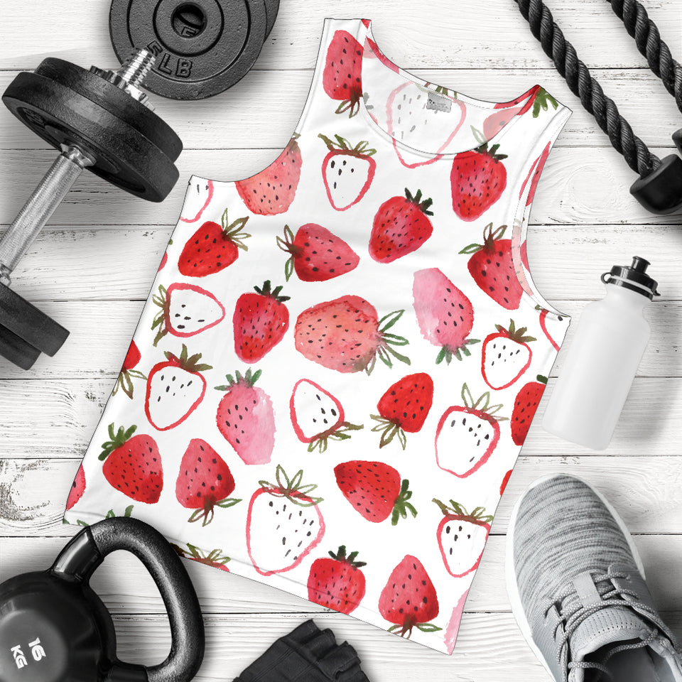 watercolor hand drawn beautiful strawberry pattern Men Tank Top