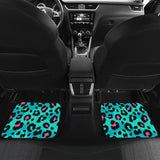 Green Leopard Skin Print Pattern Front And Back Car Mats