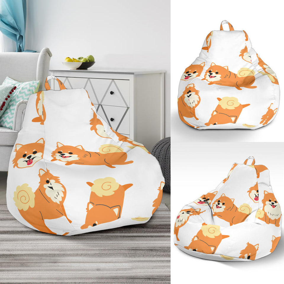 Brown Pomeranian Pattern Bean Bag Cover
