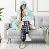 White Cute Hamsters Heart Pattern Hooded Blanket