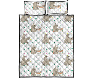 Cute Rhino pattern background Quilt Bed Set