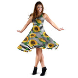 Sunflowers Ribbon Background Sleeveless Midi Dress