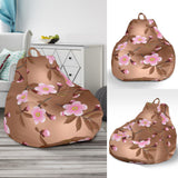 Pink Sakura Cherry Blossom Drak Brown Background Bean Bag Cover
