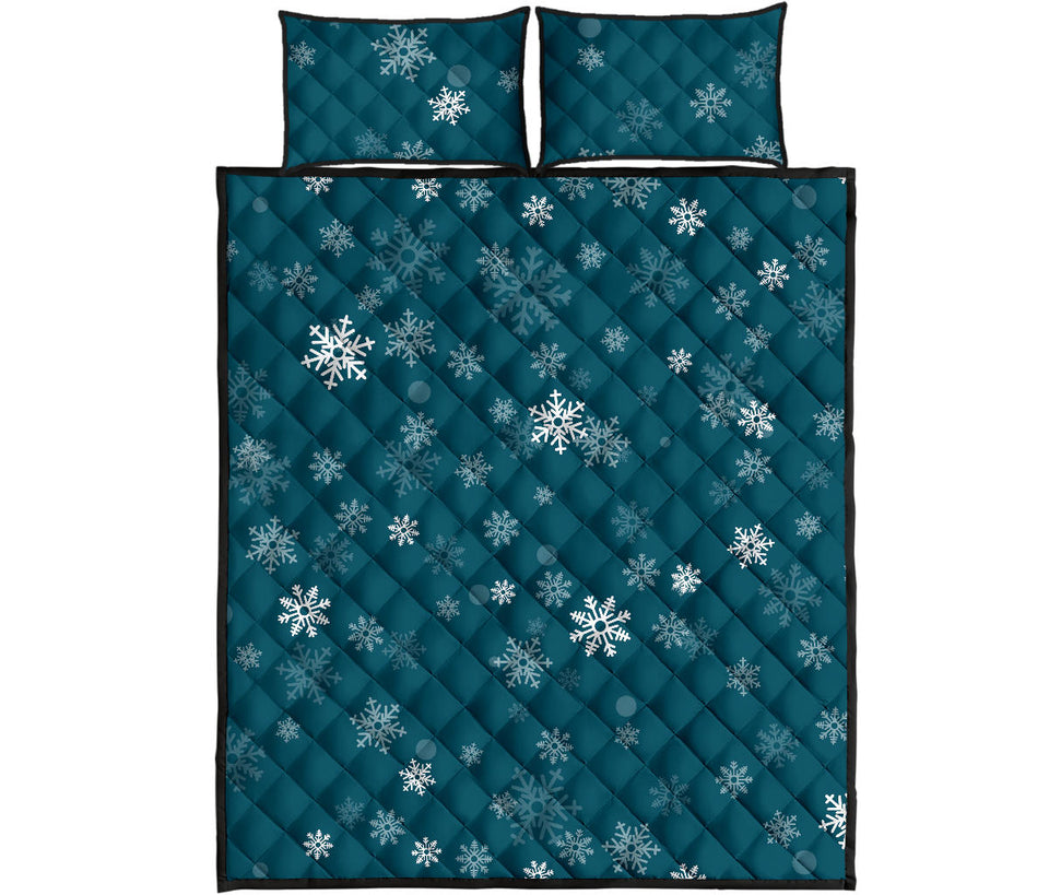 Snowflake pattern dark background Quilt Bed Set