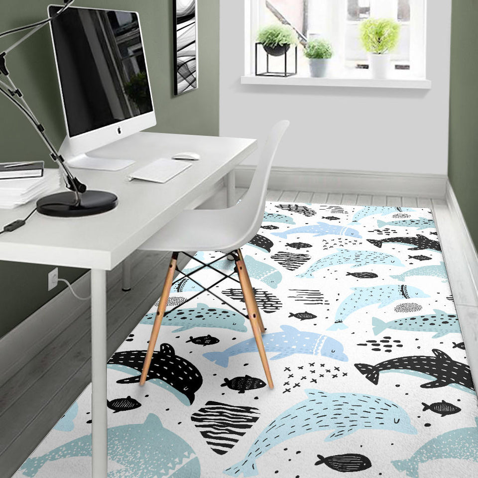 Cute Dolphins Childish Style Pattern Area Rug