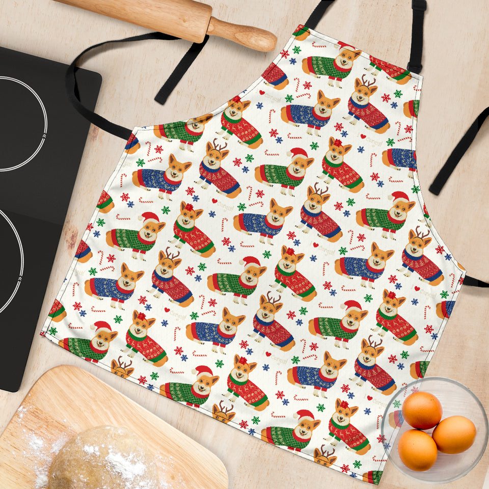 Corgi Christmas Pattern Adjustable Apron