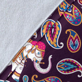 Elephant Indian Style Ornament Pattern Premium Blanket