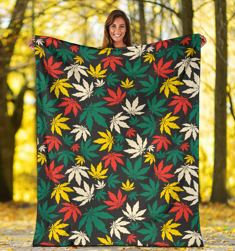 Canabis Marijuana Weed Pattern Print Design 02 Premium Blanket