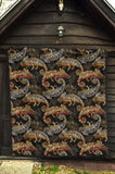 Chameleon Lizard Tropical Leaves Palm Tree Premium Quilt