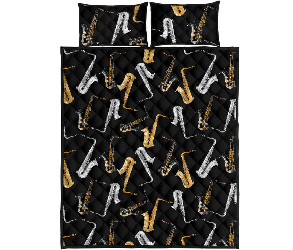 saxophone design pattern Quilt Bed Set
