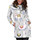Cute Llama Alpaca Pattern Women'S Hoodie Dress