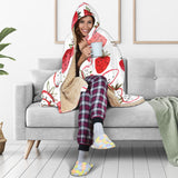 Watercolor Hand Drawn Beautiful Strawberry Pattern Hooded Blanket
