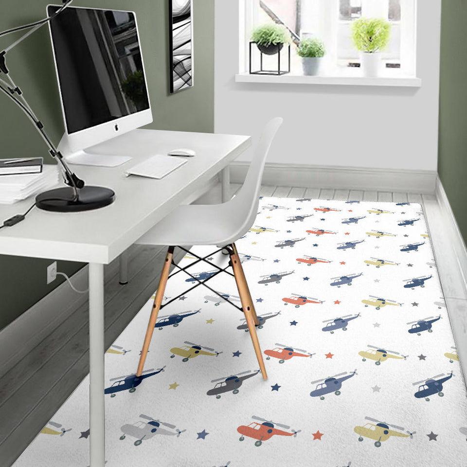 Cute Helicopter Star Pattern Area Rug