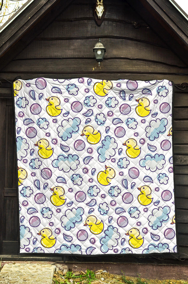 Duck Toy Pattern Print Design 01 Premium Quilt