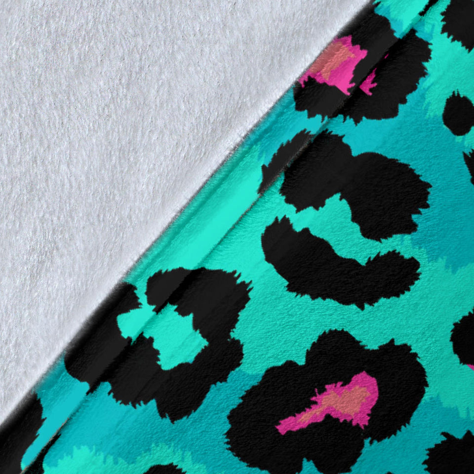 Green Leopard Skin Print Pattern Premium Blanket