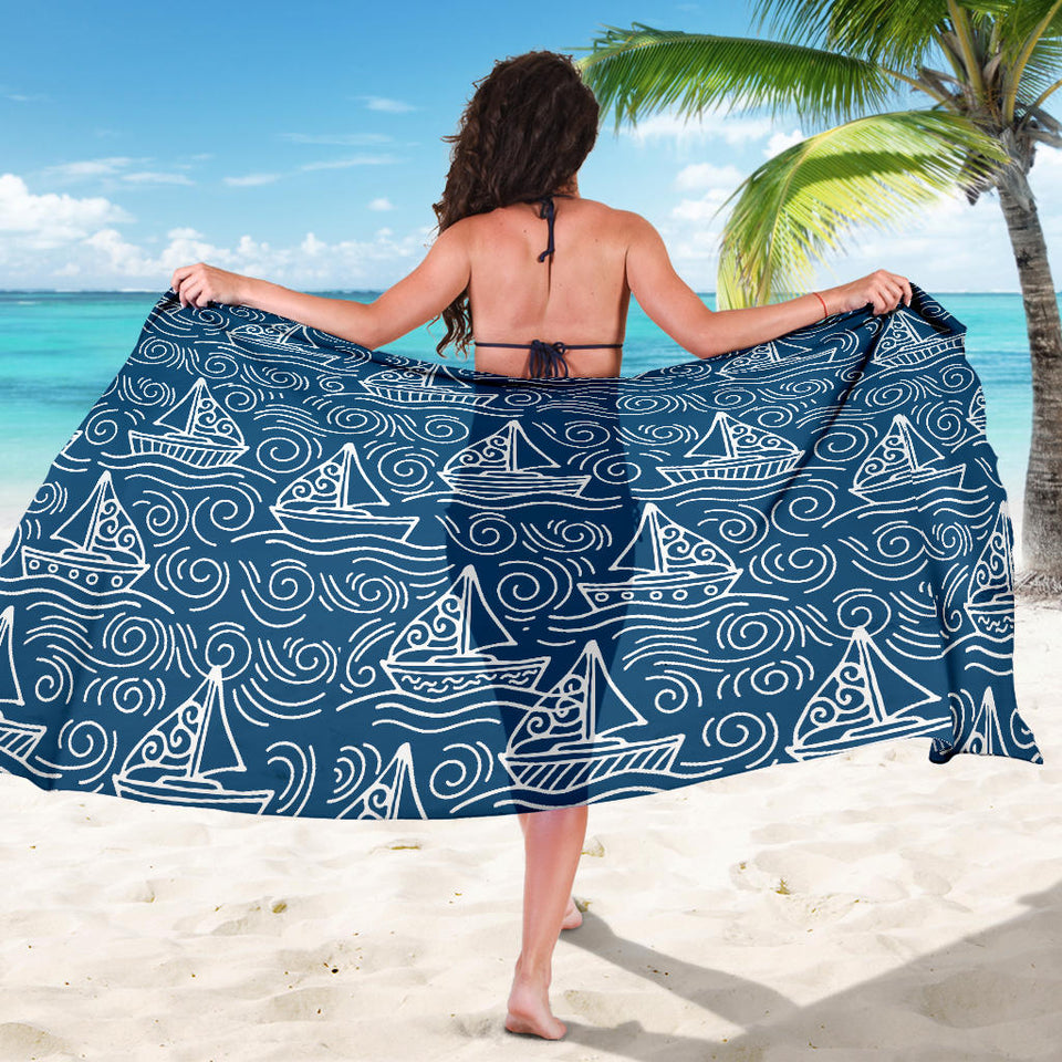Hand Drawn Sailboat Pattern Sarong