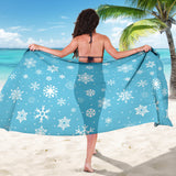 Snowflake Pattern Blue Background Sarong