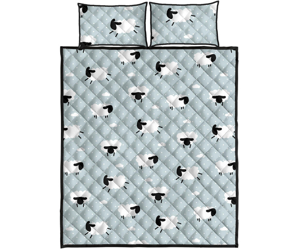 Sheep polka dot cloud pattern Quilt Bed Set
