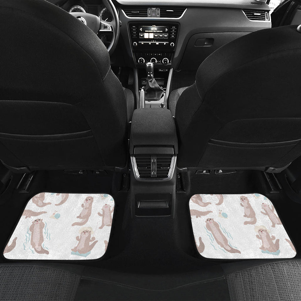 Cute Sea Otters Pattern Front And Back Car Mats