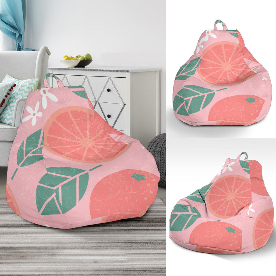 Grapefruit Leaves Flower Pink Background Bean Bag Cover