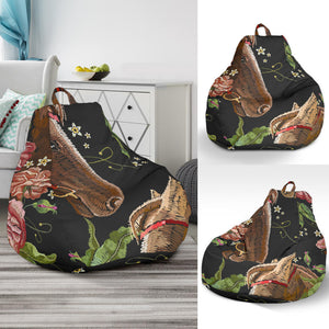 Horse Head Wild Roses Pattern Bean Bag Cover