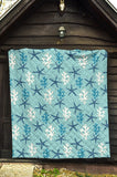 Blue Starfish Coral Reef Pattern Premium Quilt