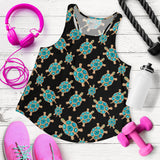 Sea turtle blue stone pattern Women Racerback Tank Top