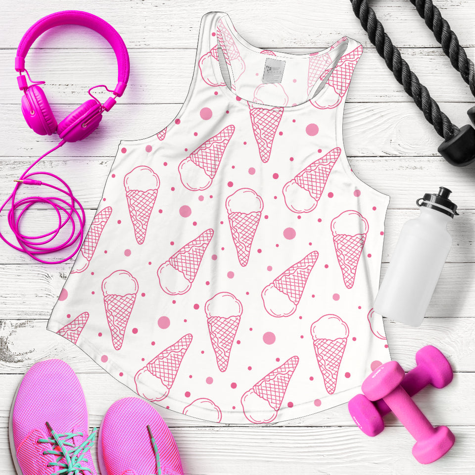 Hand drawn ice cream pattern Women Racerback Tank Top