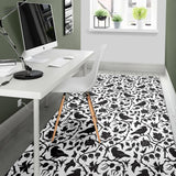 Crow Dark Floral Pattern Area Rug