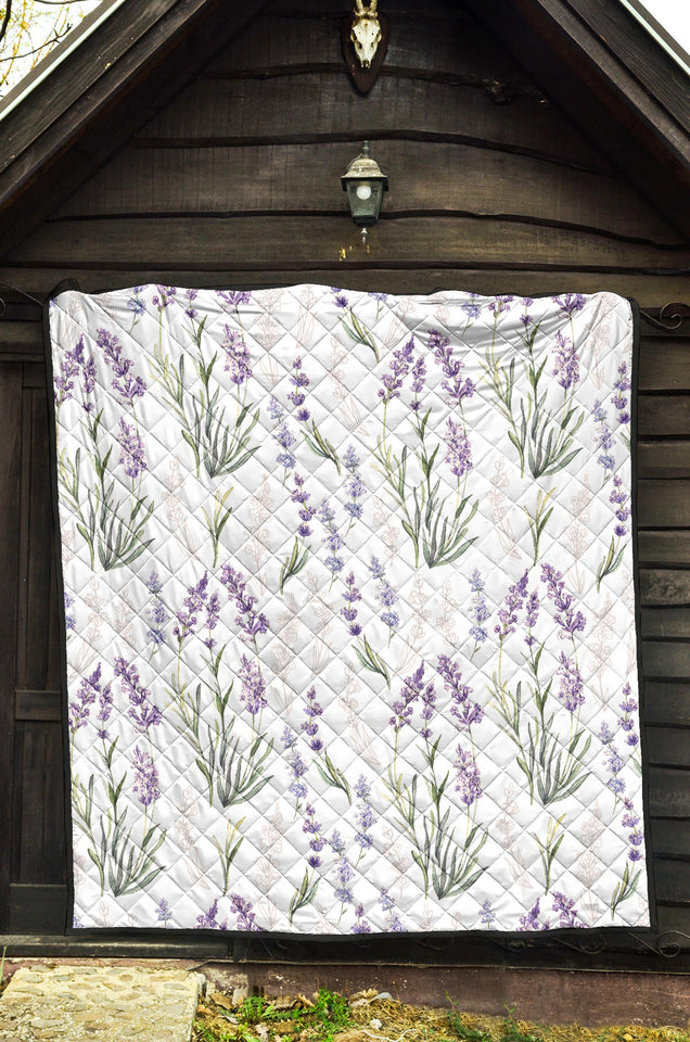Hand Painting Watercolor Lavender Premium Quilt