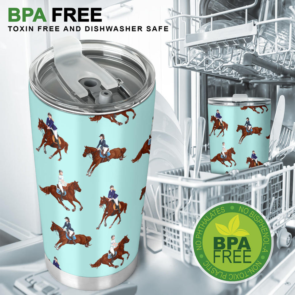 Horses Running Horses Rider Pattern Tumbler