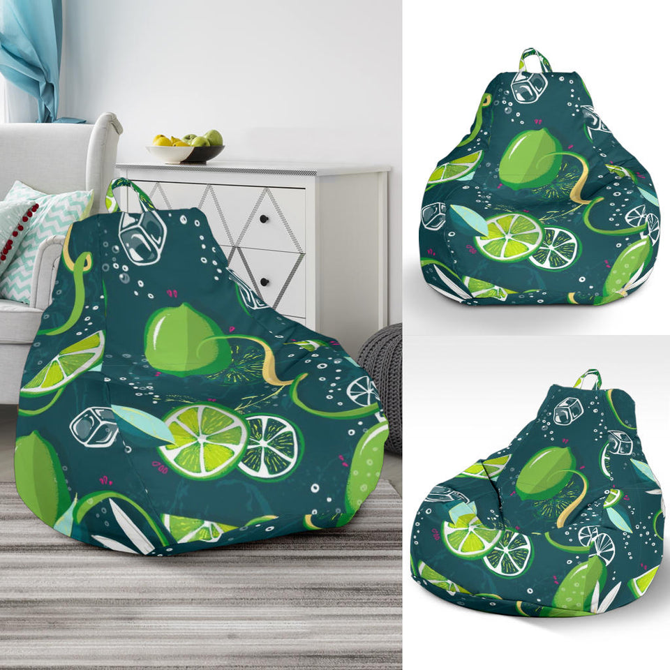 Lime Ice Flower Pattern Bean Bag Cover