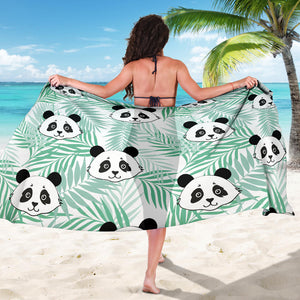 Panda Pattern Tropical Leaves Background Sarong