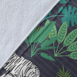 White Bengal Tigers Tropical Plant Premium Blanket
