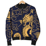 Gold Dragon Pattern Women'S Bomber Jacket